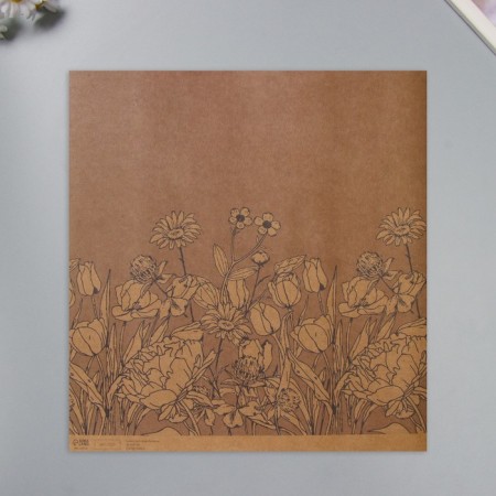 Scrapbooking paper craft "Field flowers" density 180 grams set 5 pcs 30.5x32 cm-2