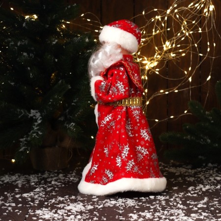 Santa Claus "Red fur coat, with a staff" 39 cm, moves, red-2