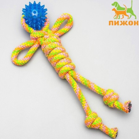 Cable toy "man" with a ball, 75 g, up to 24 cm, mix of flowers