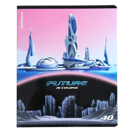 Notebook of 48 sheets in the Erichkrause "Future" cage, glossy lamination, cover covering cardboard, mix-4