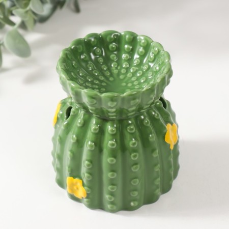 Aroma lamp ceramics "Cactus with flowers" 8x8x8.5 cm-2
