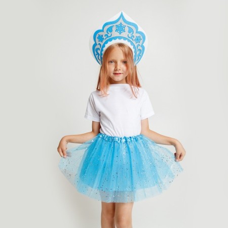 Carnival set "Snow Maiden": T -shirt, skirt, kokoshnik, thermonacleka, 98–110 cm-3