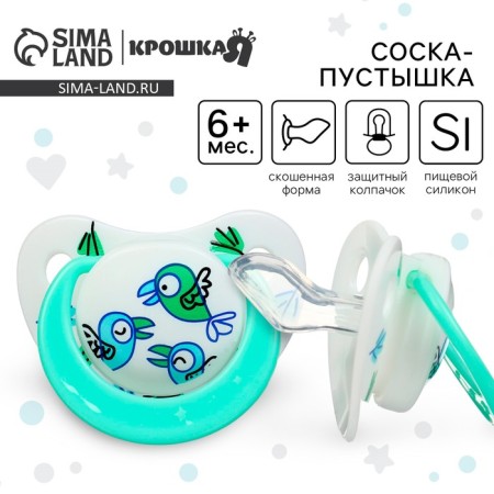 Nipple - orthodontic dummy "birds", +6 months, green color