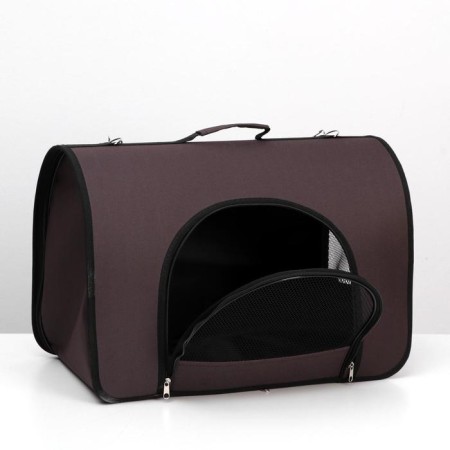 Bag - Animal carrying, 2 entrance, 49 x 30 x 35 cm, brown-3