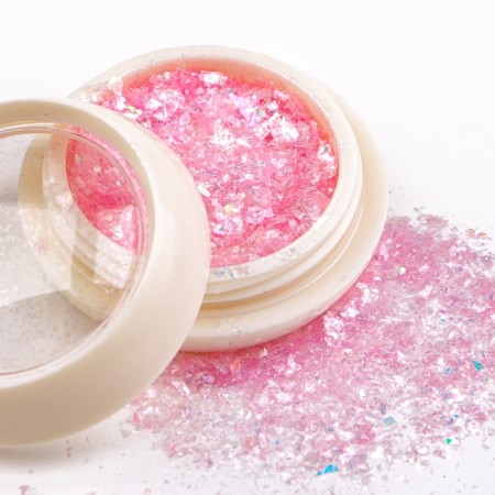 Opal powder for decor, in a jar, pink color-2
