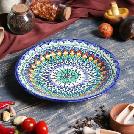 Plate of the Rishtan ceramics "Flowers", 22 cm, blue-3
