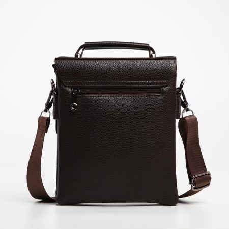 Male bag on the Textura valve, outer pocket, brown color-1