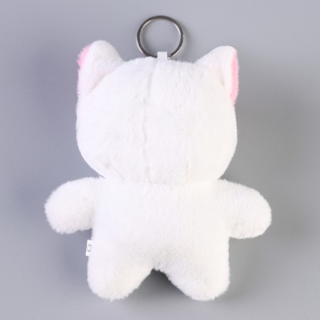 Soft toy "Cat with heart" on a key fob, 14 cm, color mix-3