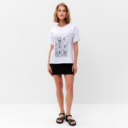 Women's T -shirt Minaku with a proprietary print, white color, size 44-1