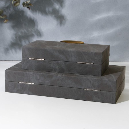 The casket for jewelry "gray marble" eco -leather, set 2 pcs.-14