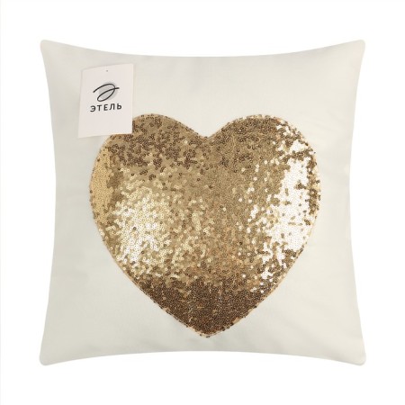 Pillowcase decorative Ethel "Heart" Color Gold, 40 x 40 cm, velor-4