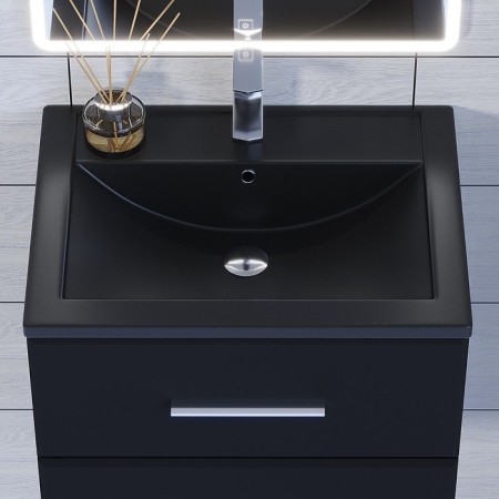 Sink uperwood Foster Quartz, quartz, 60 cm, black matte, space-1