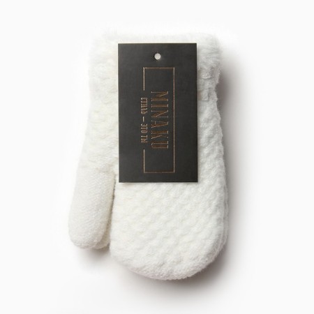 Baby mittens on the claim Minaku with the edge of 15 cm white-3