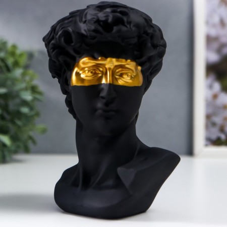 Souvenir Polystone Bust "David with a gold stripe before our eyes" Black 14x10 cm-1