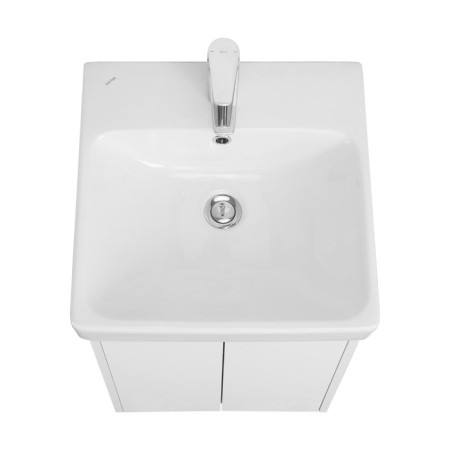 Tumbing under the Aquaton sink Scandil Doors, 45 cm, color white gloss, white matte-3
