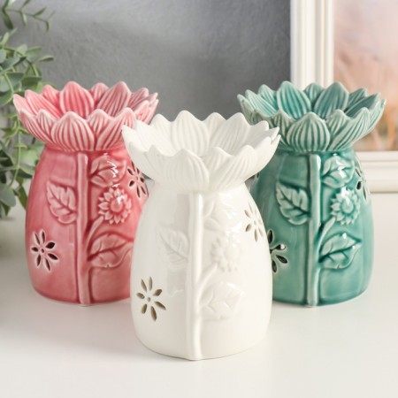 Aroma lamp ceramics "Sunflower" mix 9.5x9.5x12.5 cm