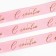 Satin tape with embossing "with love", pink, 2 cm x 22.5 m