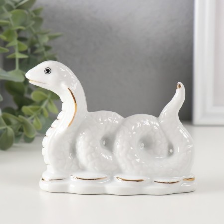 Souvenir Ceramics "Cobra Creeping" white with gold 4x11.3x8.5 cm