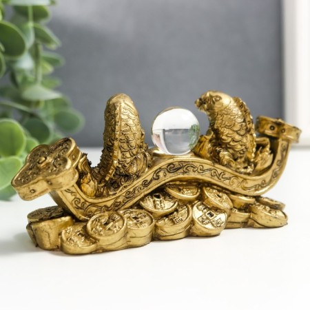 NECSK Polystone for bronze "2 carps in the rod of Zhui with a crystal" 5x4.5x12.5 cm-4