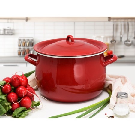 Pan with a lid, d = 22 cm, induction, red color-8