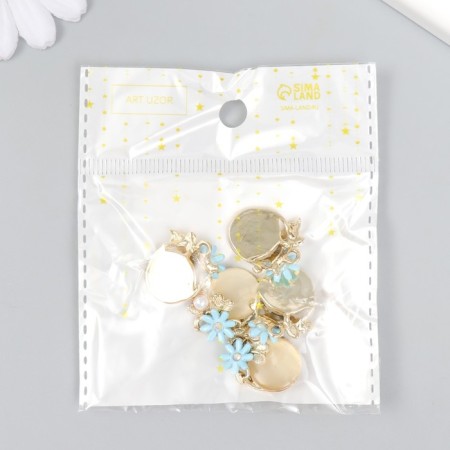 Decor for creativity Metal "Cat's Eye with forget -me -not" pearls, gold 0.8x2x2.1 cm-3