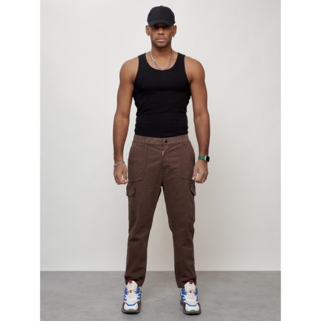 Cargo jeans men, size 48, brown color-2