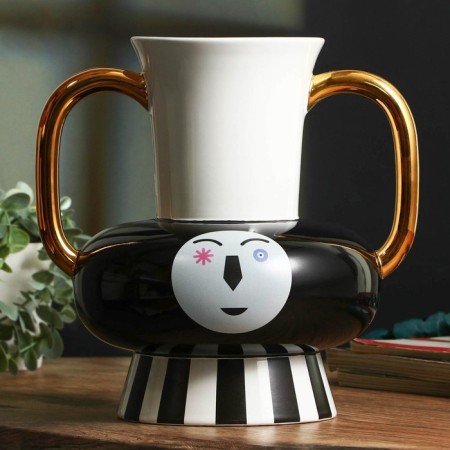 Vase for flowers decorative Face with handles 24 x 24 x 24 cm-3