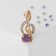 Brooch "Violin key" mini, inspiration, white-purple color in gold
