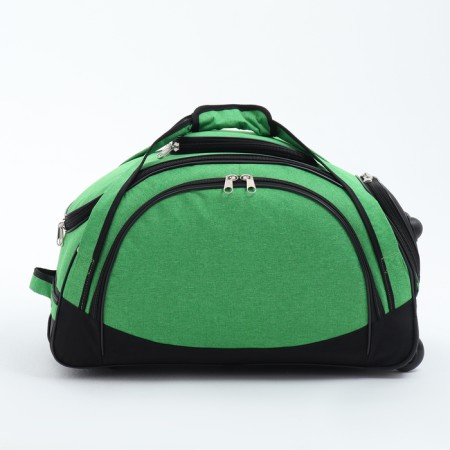 Road bag on wheels, 3 outer pockets, shoes, black/green color-1