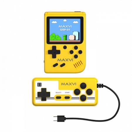 Game console MaxVI GSP-01, with a gamepad, AV cable, 8 bits, 500 games, yellow-1