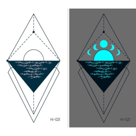 Tattoo on the body phosphorus "Sunset at sea" 10.5x6 cm