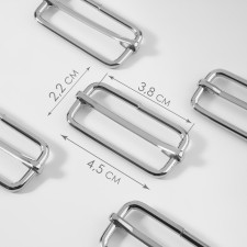 The buckle is regulatory, the inner width is 38 mm, the thickness is 3.5 mm, the color is silver