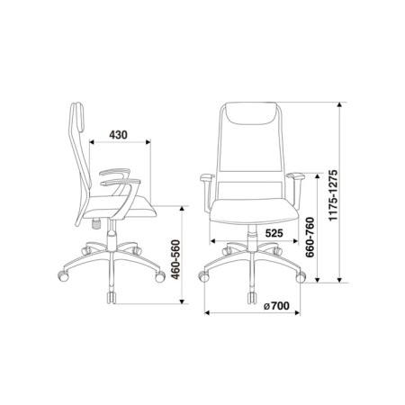 Кресло руководителя Бюрократ, черный, спинка сетка, KB-8/BLACK, TW-01 TW-11-4