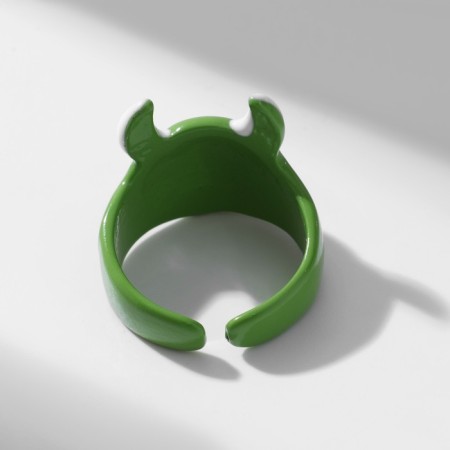 Ring "Montrustrik" with horns and eye, the color is green, dimensionless-2