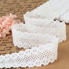 Knitted lace, 45 mm × 10 ± 1 m, white color