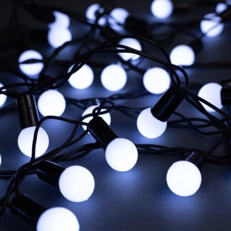 Garland “thread” 10 m with nozzles “balls 1.5 cm”, IP44, dark thread, 100 LED, white glow, 8 modes, 220 V