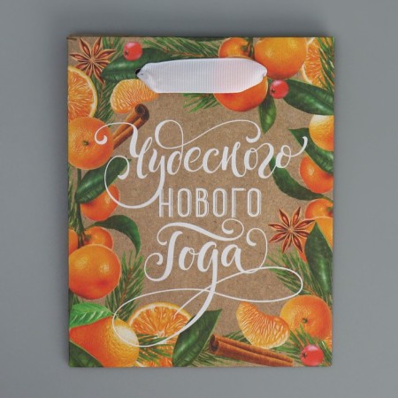 Craft vertical “Mandarin mood” package, S 12 x 15 x 5.5 cm, New Year-6