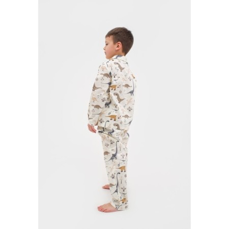 Pajama nursery (shirt, trousers) kaftan "dinosaurs", p. 110-116, white-1