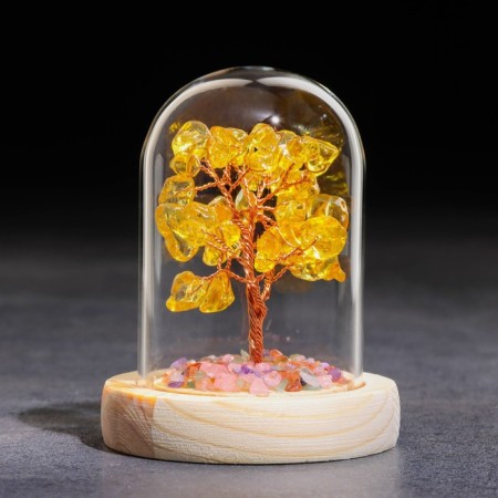 Souvenir in the dome "Tree of wealth. Citrins", natural stone, 10 x 7 cm-2