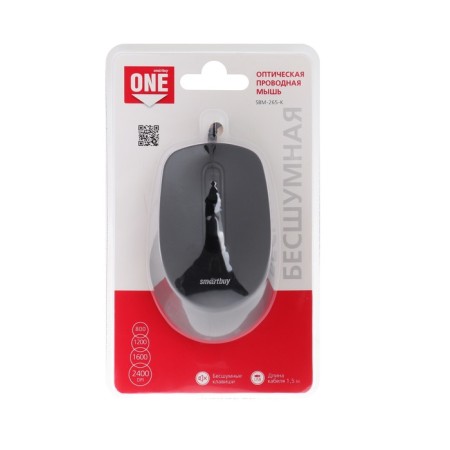 Mouse Smartbuy One 265-K, game, wired, optical, soundless, 2400 dpi, USB, black-1