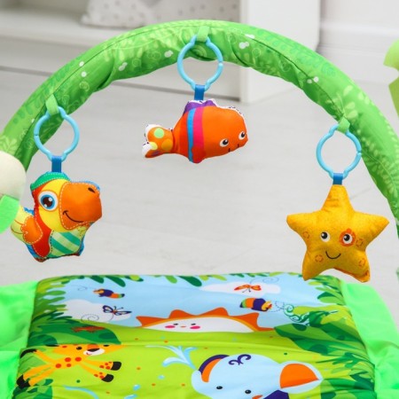 Developing rug "Island", with arc and toys, 77x77x0.5-3