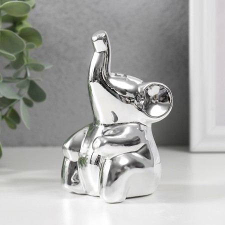 Souvenir Ceramics "Elephant sits" silver 4.5x5x10 cm-3