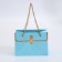 Packet for flowers, handle chain, "azure", with gold embossing, 15 x 10.5 x 10 cm