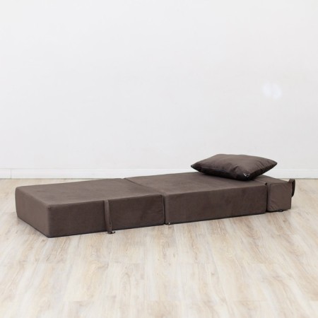 Handwheel chair-bed "Essen", velor fabric, brown color-4