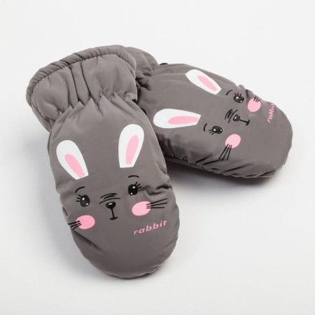 Mittens of winter children's minku, gray color, size 16 (18 cm)