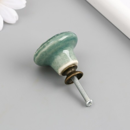 Handle for the casket ceramics, metal "flower" green 3.4x3.4x3.4 cm-1