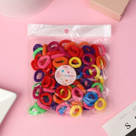 Hair elastic band "Mahrushka" (set of 100 pcs) classic Assorted, mix-2
