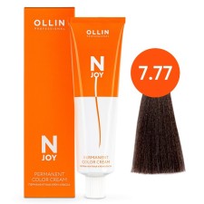Cream-color hair Permanent Ollin Professional N-Joy, tone 7/77, blond-brown-brown, 100 ml