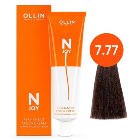 Cream-color hair Permanent Ollin Professional N-Joy, tone 7/77, blond-brown-brown, 100 ml