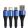 Cable 3 in 1, microUSB/type -C/Lightning - USB, 3 A, 1.25 meters, blue